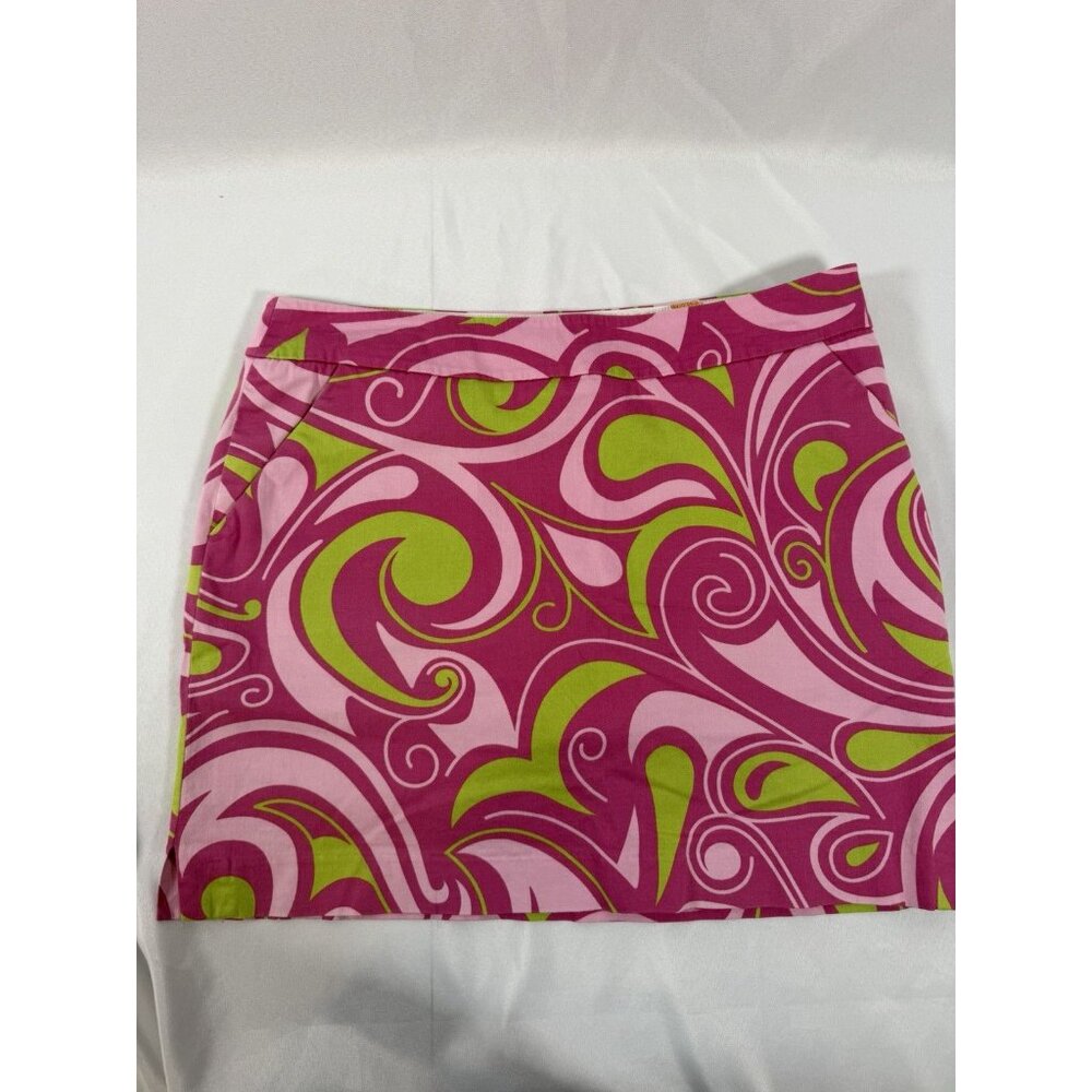 Loudmouth Cotton Candy Psychedelic Pink Neon Green Cotton Skort Size 10